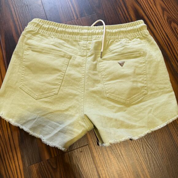 Guess Pants - Guess Los Angeles Pull On Elastic Waist Light Green Denim Shorts Size L